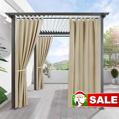 Ryb Home Pergola Outdoor Curtain Panel Drapes Blackout Curtains