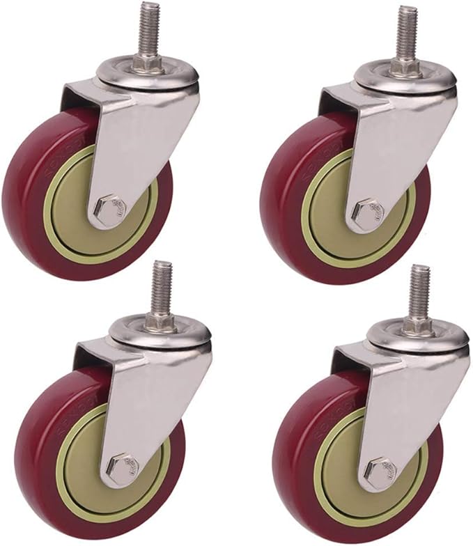 SYJY-SHOP 4 De Pack Roulette Pivotante Roues 2 Pouces M8x50mm Longue Tige Vis En Nylon Roulettes Pivotant Roulettes Avec Freins Silencieux Universel Roue Avec Frein