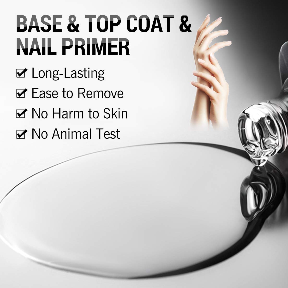 Modelones Gel Nail Polish 3Pcs 0.33 Oz Primer No Wipe Top and Base Coat Set, Non-acid Nail Primer, Shiny and Long-Lasting UV/LED Soak Off Gel Polish : Beauty