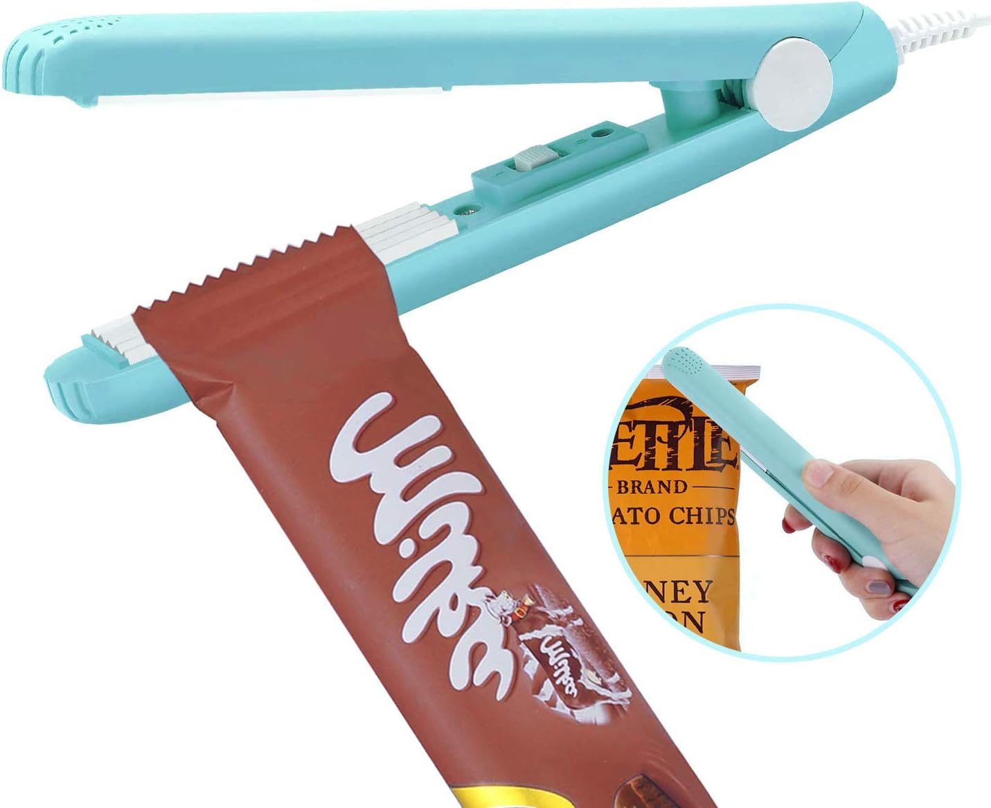 Waxden Mini Food Bag Heat Sealer Handheld Mini Sealing Machine for Bag Smart Control Corrugated Suspension Heating Sheet for Airtight Food Storage with 47 inch Separate Type Power Cable