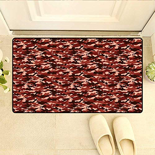 Doormat Uniform Design Color Bursts Environment Hiding Concealment Pattern Floor Mat Bath Mat for Tub Dark Brown Redwood Peach 32"x48"
