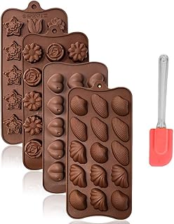 4X Silikon Backform + 1x Schaber Backform Kuchenform Pralinenform Tortenform Eiswürfel Brotform Förmchen Backformen Schokoladenform