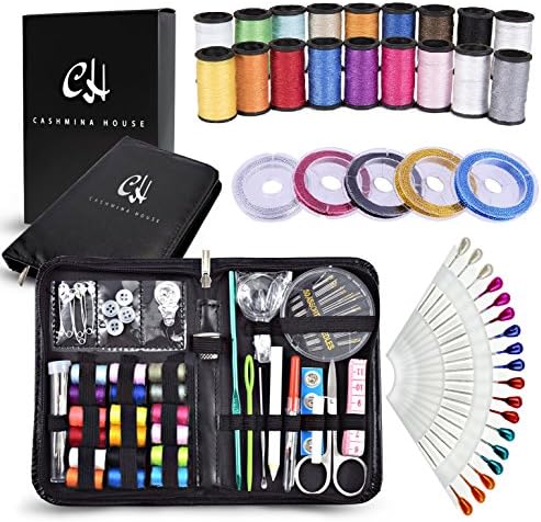 Sewing Kit Over 125 most useful SEWING SUPPLIES | 5 Nylon Threads, 35 Needles, 38 Multi Color Thread Spools &amp; 18 Sewing Pins | Mini Compact Sewing Kit for Beginners Professionals &amp; Emergency Repair!
