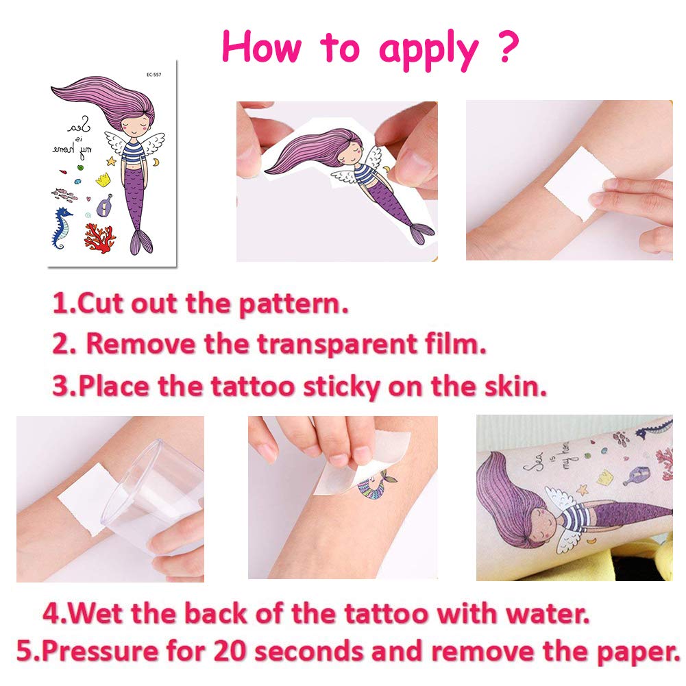 Vindyeer Mermaid Temporary Tattoos for Kids Birthday Party, 300 Tattoos (Pack of 16 Sheets) Waterproof Mermaid Scale Temporary Tattoos, Under the Sea/Mermaid Party Supplies Great Children Party Favors