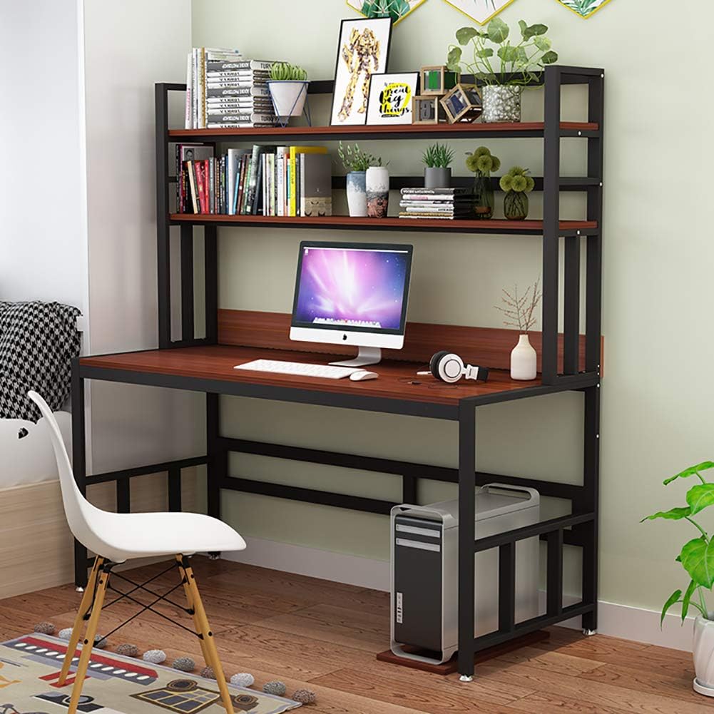 CDTO Modern Writing Desk With Bookshelf, Computer Desk Large Office Table Durable Study Desk For Students Pc-c 120x60cm/47.2x23.6inch