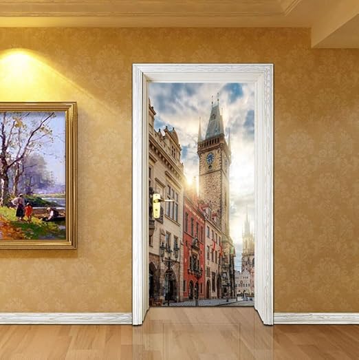 PANDABOOM Campanario Cuadrado Decorativo 3D Puerta Pegatinas Home ...