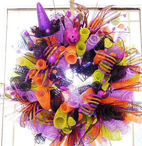 BLOW OUT SALE 50% OFF Halloween Deco Mesh Wreath Halloween Front Door Wreath