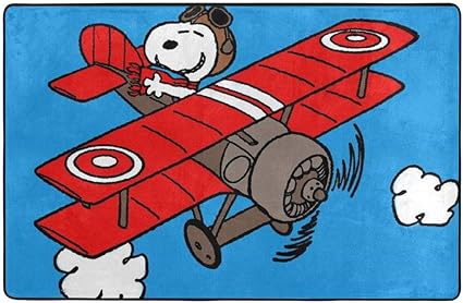 Amazon 大きなノンスリップエリアラグ 飛行機 スヌーピー 漫画カーペット リビングルームラグ フロアマット ドアマット 60 X 39インチ Meirdre 玄関マット 通販