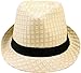 Simplicity Summer Sun Short Brim Straw Fedora Hat (Beige, Small/Medium)