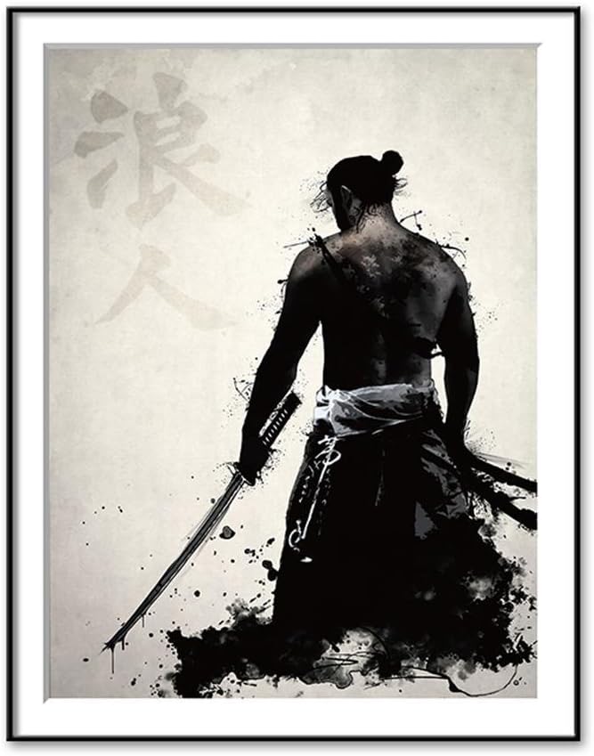 Simple Japanese Samurai Computer Inkjet Painting Wall Decor Art Canvas