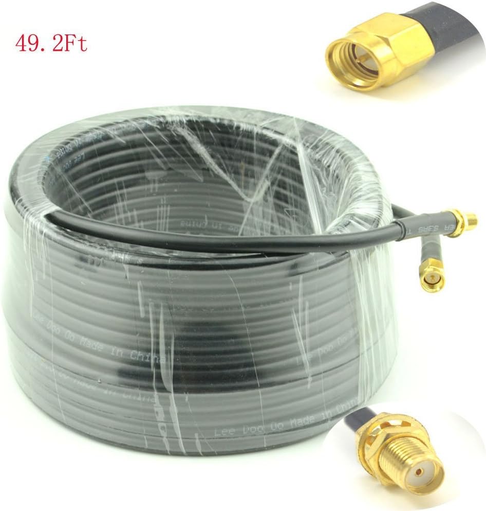 YILIANDUO SMA WiFi Antenna Extension Cable 15-Meter(49.2 Ft) SMA Male to Female 50 Ohm Low Loss RG58 Coaxial Cable for Wireless Feeder Pigtail Huawei 2G/3G/4G LTE WiFi Router(Not for TV) - Image 3