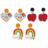 Back to School Earrings Teacher Appreciation Jewelry First Day of School Pencil Book Themed Earring Fun Classroom Accessories Student Gift Earrings