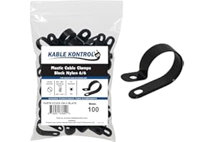 Kable Kontrol Nylon Cable Clamps – R‑Type 1″ Diameter – 100 Pcs - UV Resistant Nylon 6-6 Screw Mount Wire Clamps Cord Clips M