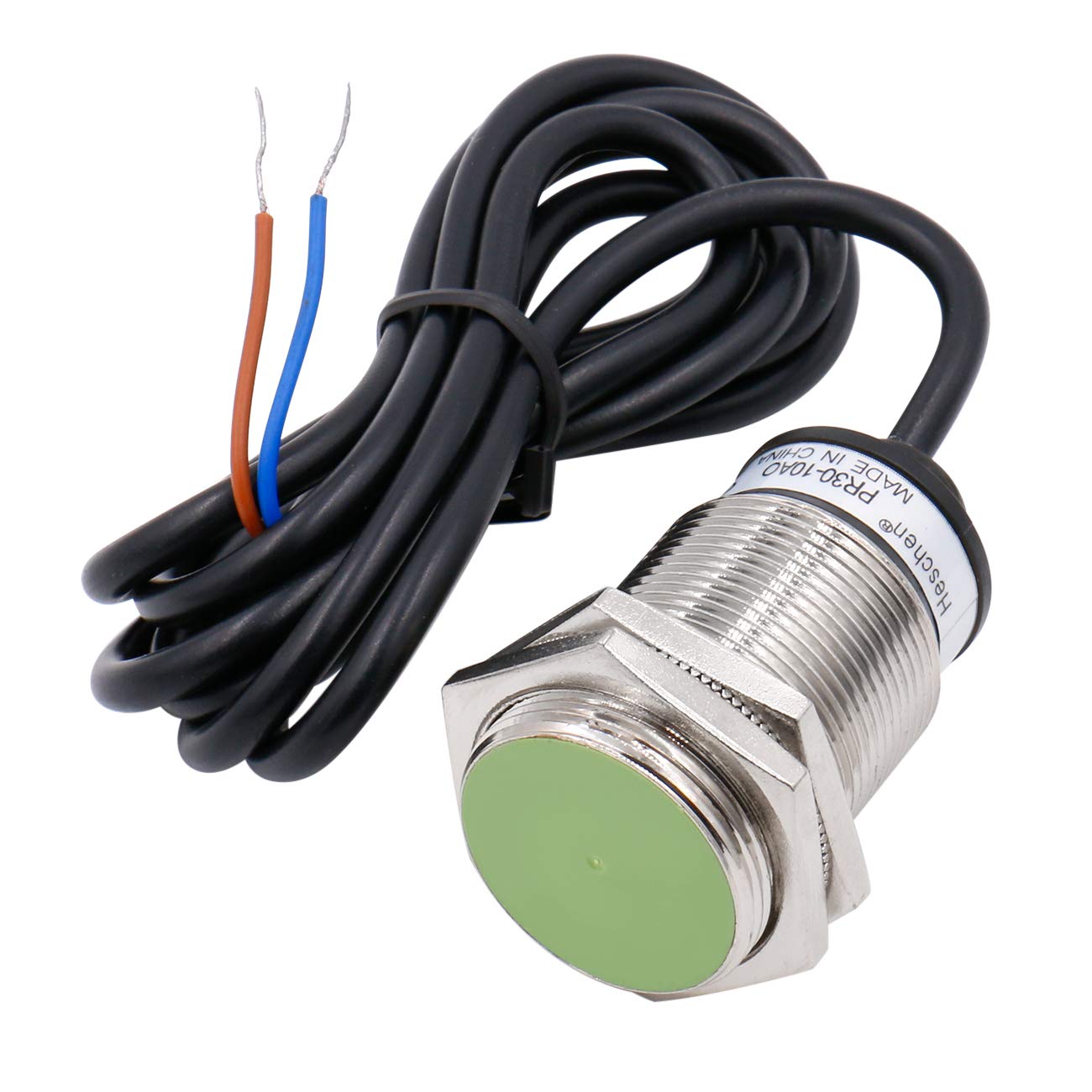 Heschen Inductive Proximity Sensor Switch PR30-10AO Cylindrical Type, 10mm Sensing, M30 Round, 100-240VAC 2-Wire,Shielded, NO(Normally Open) CE