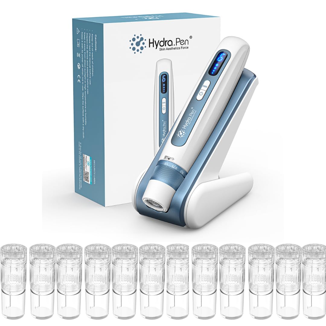 Hydra Pen H5 Skincare Kit, Wireless Serum Infusion System with EMS Microcurrent & LED Display, Facial Device for Wrinkle & Blemish Appearance, Includes 12 Replacement Cartridges, Serum Not Included
