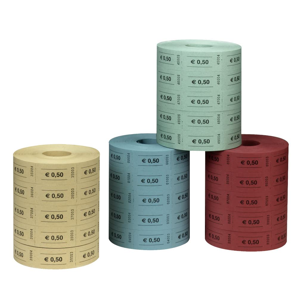 Herlitz 10733350 Coloured Tickets 0.5 Euro 5 x 1000 Tearable
