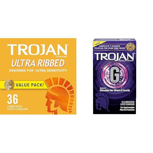 Trojan Ultra Ribbed Condoms for Ultra Stimulation, 36 Count, 1 Pack & G.  Spot Premium Lubricated Condoms - 10 Count in Saudi Arabia | Whizz Male