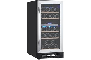 GarveeHome 22 in Dual Zone Wine Fridge - 41â„‰-64â„‰ Compressor Wine Cooler, Digital LED Touch Control, Frost-Resistant Lockable Cabinet, 26 Bottles Freestanding/Built-In