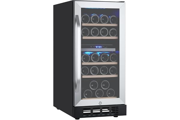 MilleLoom Dual Zone Wine Fridge - 41â„‰-64â„‰, Compressor Wine Cooler, Digital LED Touch Control, Frost-Resistant Lockable Cabinet, 26 Bottles Freestanding/Built-In Wine Cellar