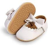 E-FAK Baby Girls Shoes Mary Jane Flats Shoes Anti-Slip Soft Rubber Sole Toddler First Walkers Princess Dress Shoes