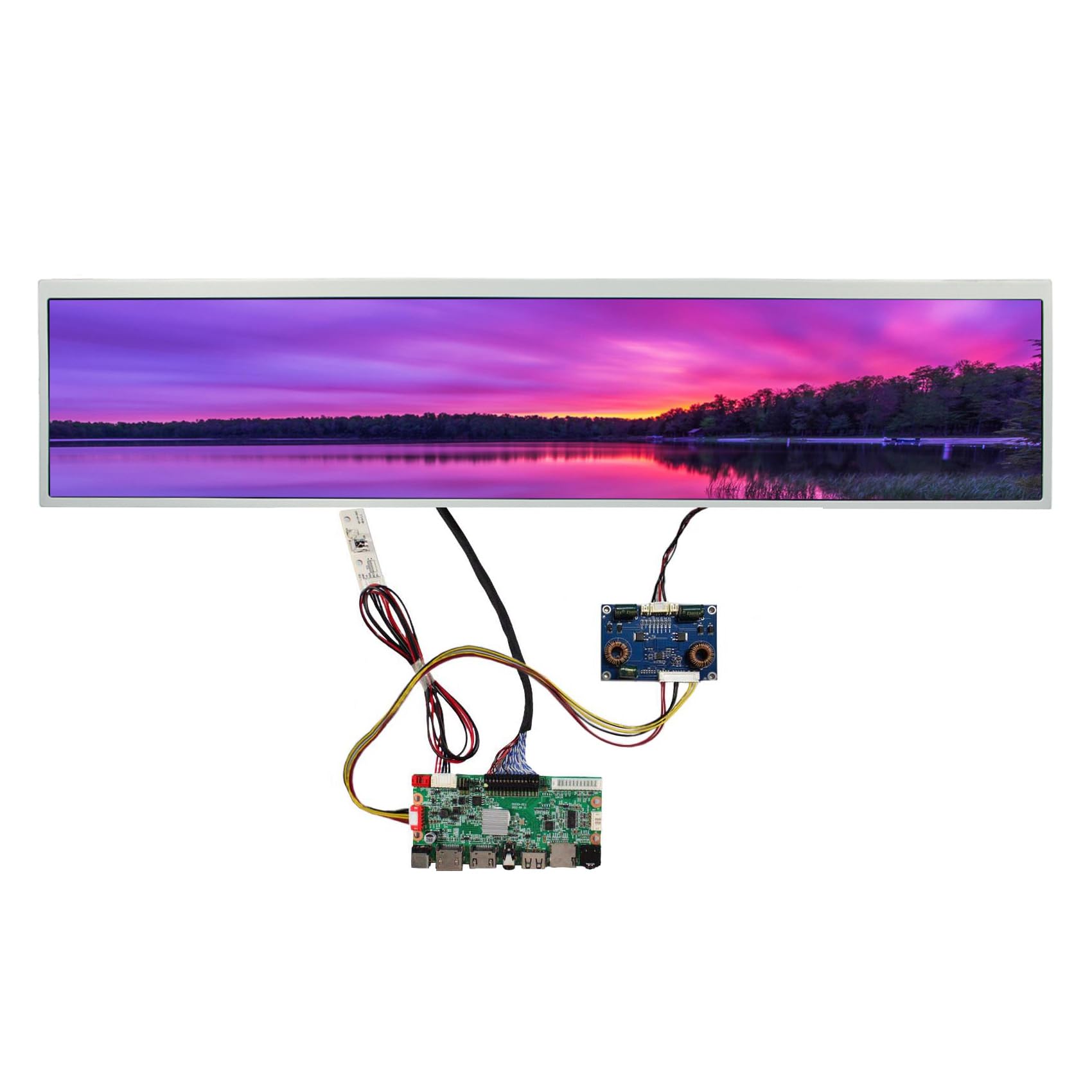 FanyiTek 24 inch 1920x360 DV240FBM-NB0 30pin IPS Stretched Bar LCD Screen and USB SD Audio LVDs Controller Board,for DIY Gaming Marquee Monitor/Supermarket Shelf Display
