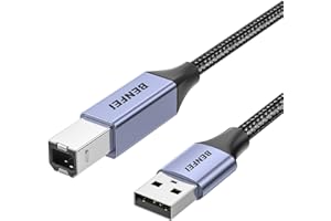 BENFEI USB Printer Cable, 6.6FT/2 Meter USB A to USB B Cable for HP, Canon, Brother, Dell, Epson, Lexmark, Xerox, Grey
