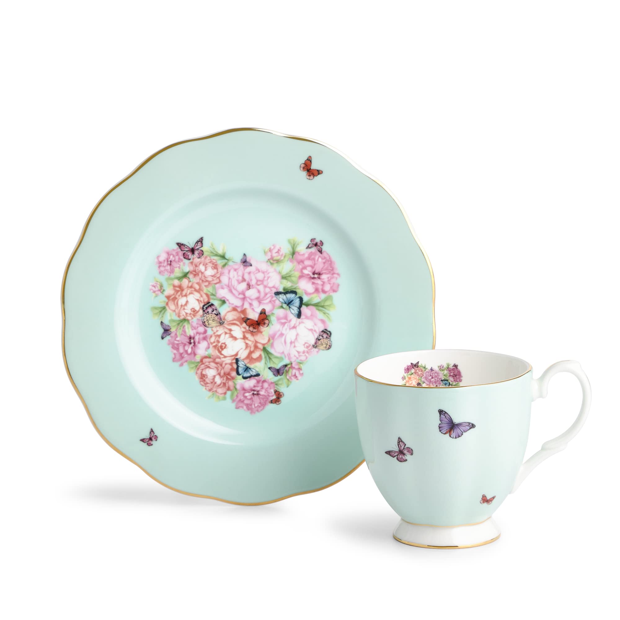 Miranda Kerr for Royal Albert Friendship Devotion 2-Piece Set (Mug & Plate 8") and not what it is currently showing as this is not a 3pcs set, Green