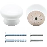 QYIMLI 2Pcs Wooden Cabinet Knobs, Wood Dresser Knobs Kitchen Cabinet Knobs Modern Round Knobs for Furniture Dresser Cupboard Drawer Closet Door (White)