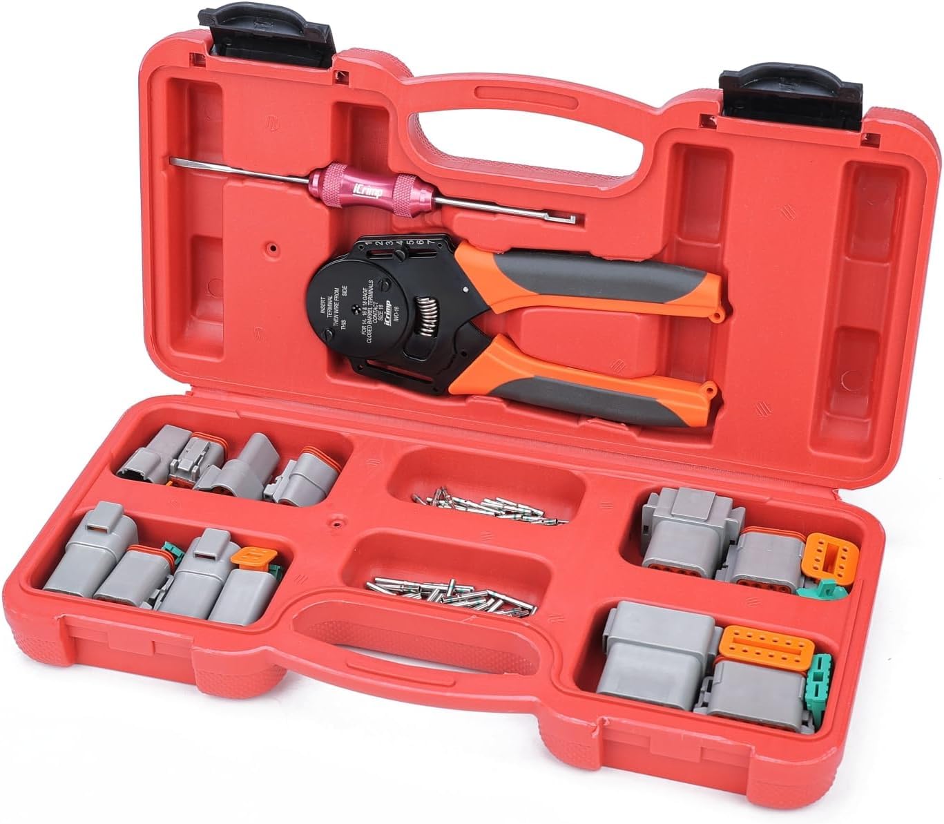 iCrimp Deutsch Crimp Tool IWD-16 Solid Barrel Crimping Tool Kit, Insertion and Extraction Tools Included, Compatible with Deutsch DT Series Connectors Kit