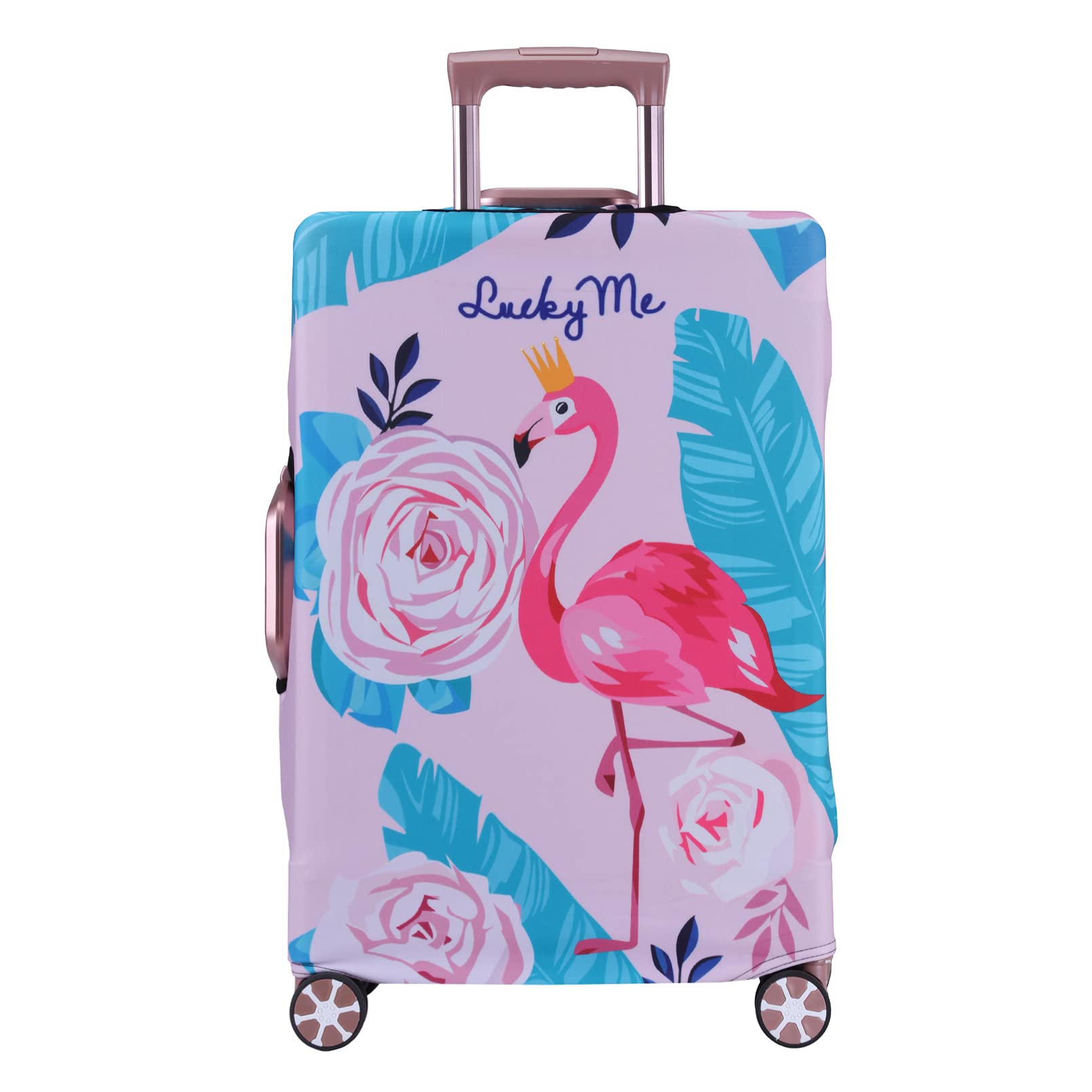 LEAFOREST Spandex Elastic Water Resistant Protective Travel Suitcase Cover Fits 19-22 Inch Flamingo S