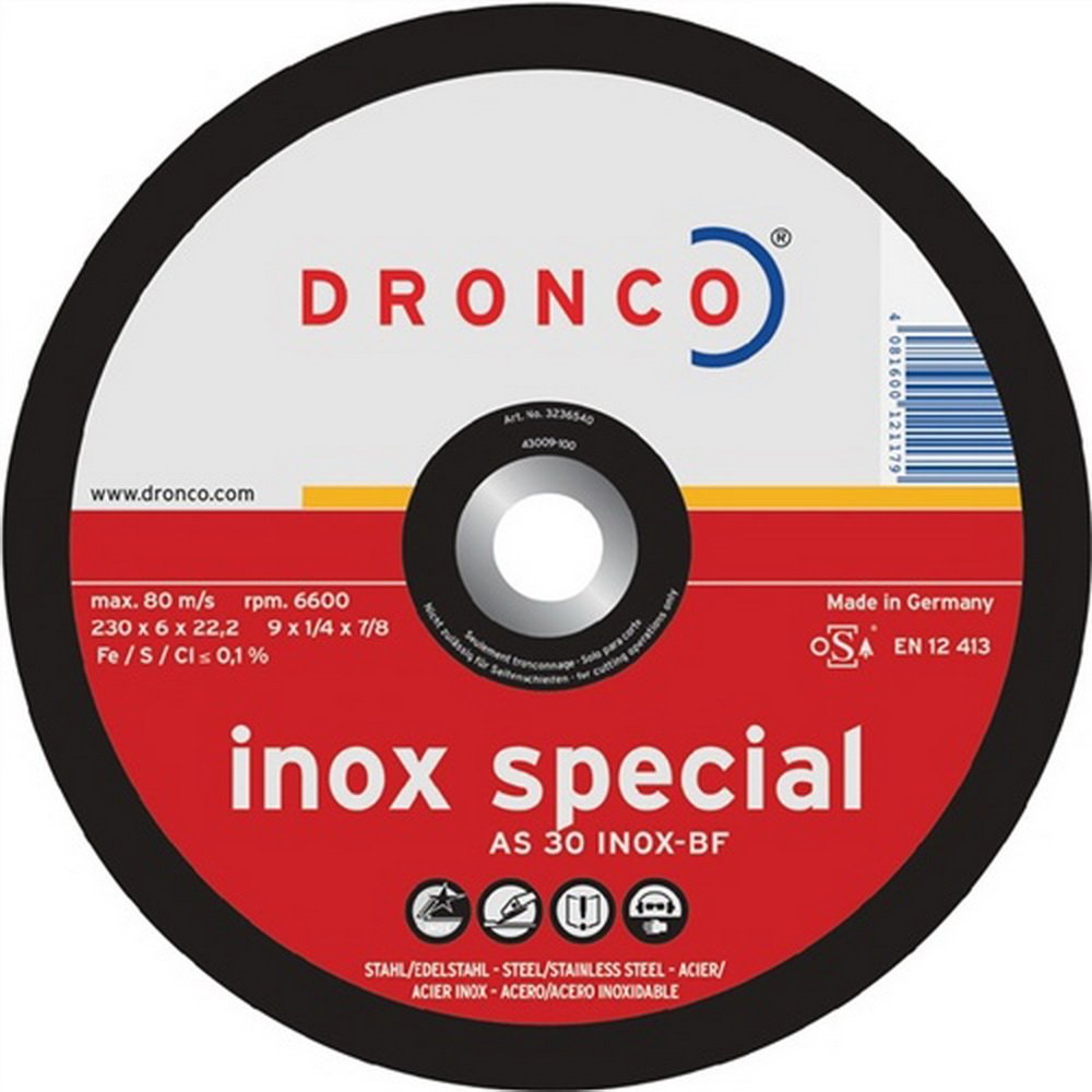 DRONCO AS30INOX-125-6 - Disco de desbaste AS 30 INOX Special-metal, 125 x 6 mm