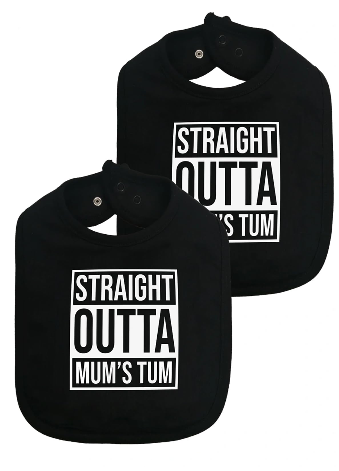 Set of 2 Award Winning Funny Baby Bibs | Hip Hop Bib 2 Pack Straight Outta Mum's TUM - Unisex New Baby Gift [0-3 Years Boys Girls] | BABY MOO'S UK (Set of 2)