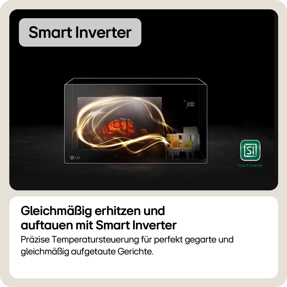 LG MH6535GDS Mikrowelle (25 L, 1000 W) mit Grill (LED-Display, Smart Inverter Technologie, pflegeleicht), Schwarz 3