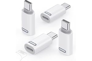 MoKo Lightning Female to USB C Male Adapter 4 Pack, Lightning USB C Adaptor for iPhone 15/16 Pro/16 Pro Max/Plus, Galaxy S24, iPad, iPhone to USB C Adapter for Fast Charging,NOT for Audio/OTG,White PD