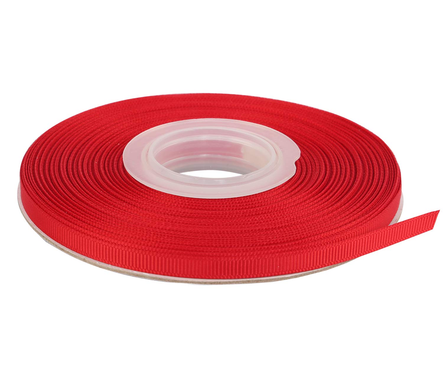 Ribbonitlux 6mm Wide Solid Grosgrain Ribbon 22 Meters (250-Red, Set for Gift Wrapping, Party Decor, Sewing Applications, Wedding and Craft