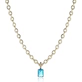 HZMAN Gold Necklaces for Women,18k Gold Plated Blue Artificial Crystal Necklace Jewelry Gifts