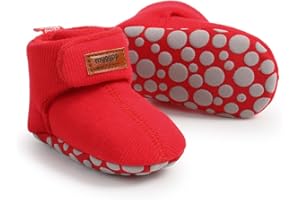 GDSDYM Baby Booties Cozy Fleece Slippers Soft Baby Shoes With Gripper Soles, Winter Infant Newborn Crib Sock Shoe Warm Footwear First Walkers