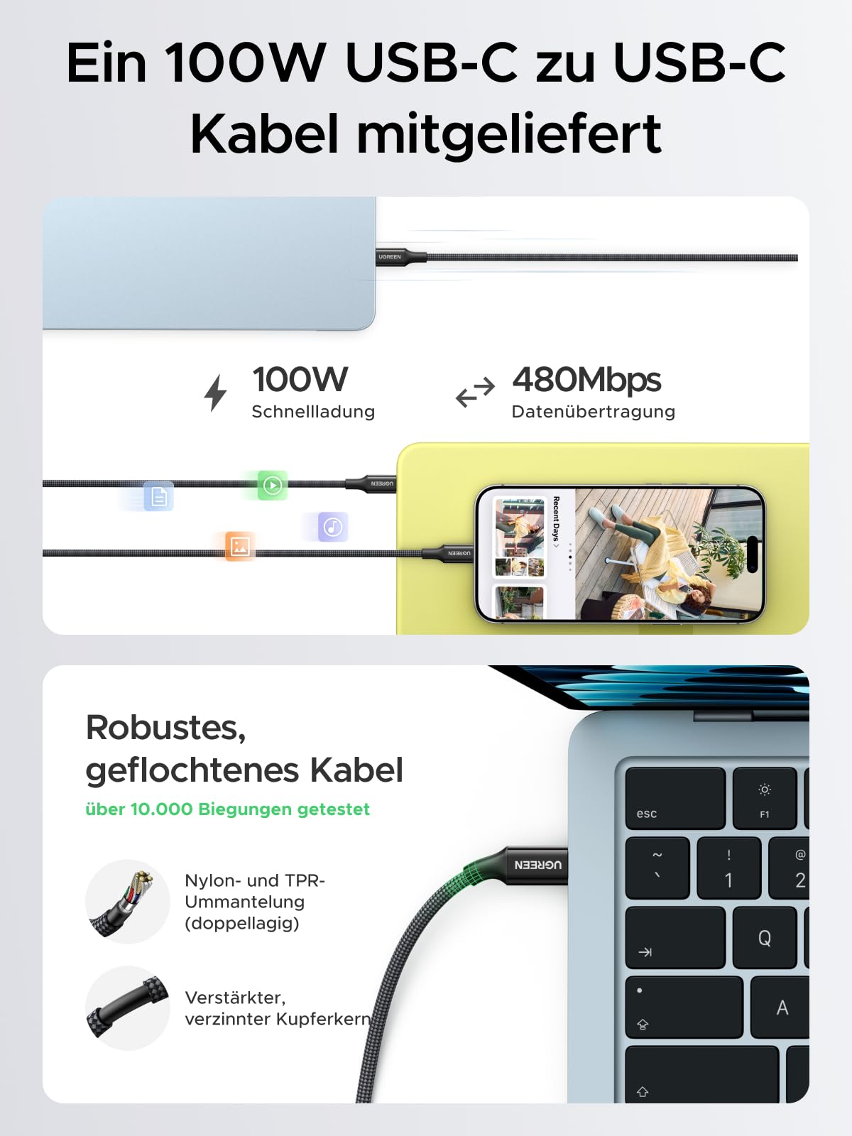 UGREEN Nexode Air USB C Ladegerät 65W Mini, superkompakter Netzteil, GaNInfinity Schnellladegerät, TÜV-Zertifiziert, für MacBook Air/Neo/Pro, iPhone 17/16, iPad, Galaxy S26 Ultra(Grau) 4