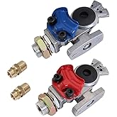 KOOTANS 1 Pair Service Emergency Gladhands with Valve Switch Die Cast Aluminum Valve Glad Hands Universal Air Hose Brake Coup
