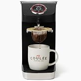 Coul&eacute;e Swirl Single Serve Pour Over Coffee Maker, Stainless Steel, Black | Black, Heats to 205&deg;F, rotates for precise bloom pour; steel boiler &amp; spigot; no plastic pods; brews 13 oz; great for travel