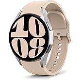 MoKo No Gap Band Compatible with Samsung Galaxy Watch 7 6 5 4 FE Band 40mm 44mm/Watch 5 Pro 45mm/6 4 Classic 43mm 47mm 42mm 46mm, 20mm Soft Silicone Sport Strap for Women Men, Light Pink