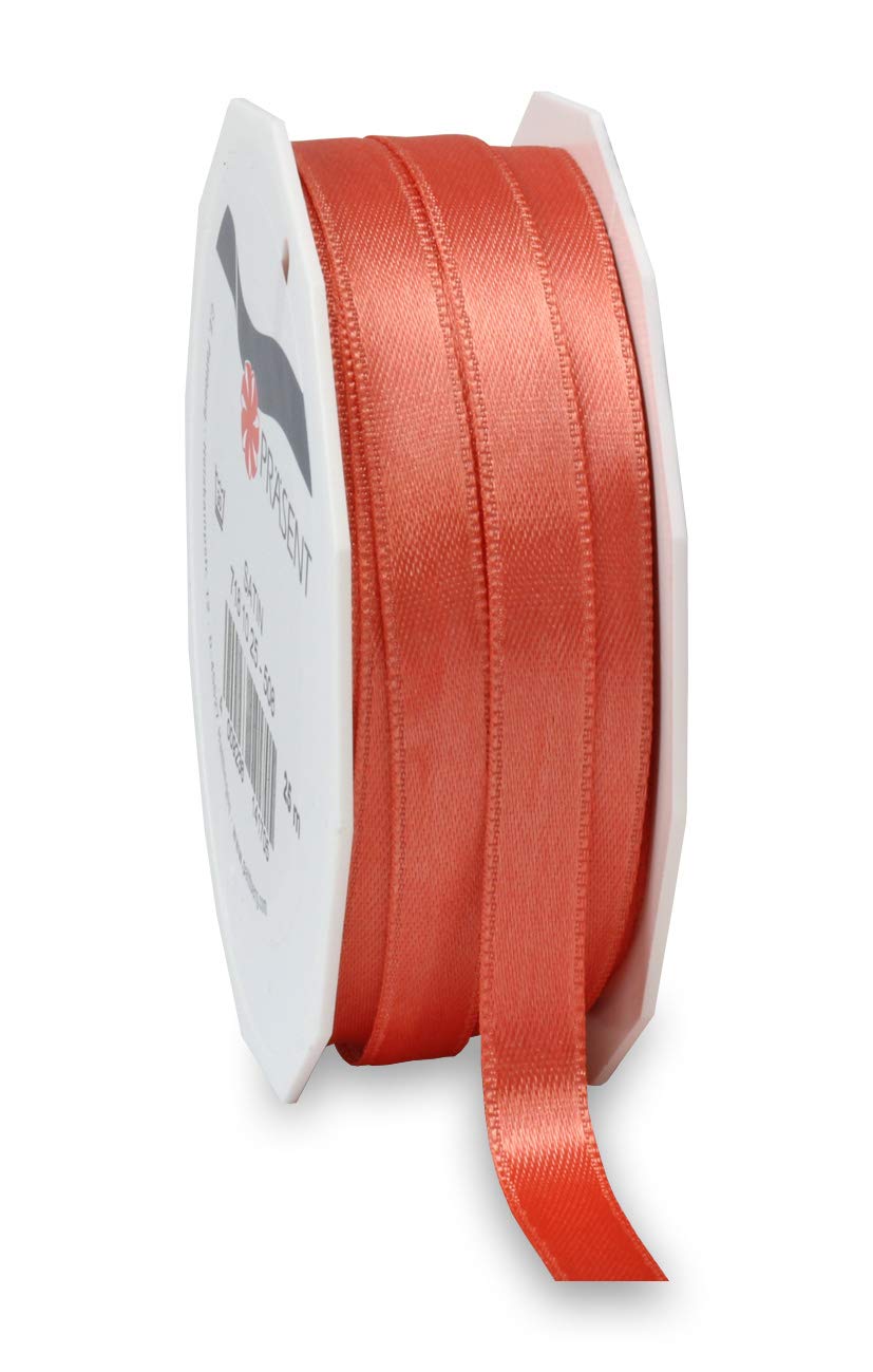 Präsent - Satin Ribbon living coral 10 mm width, 25 m length