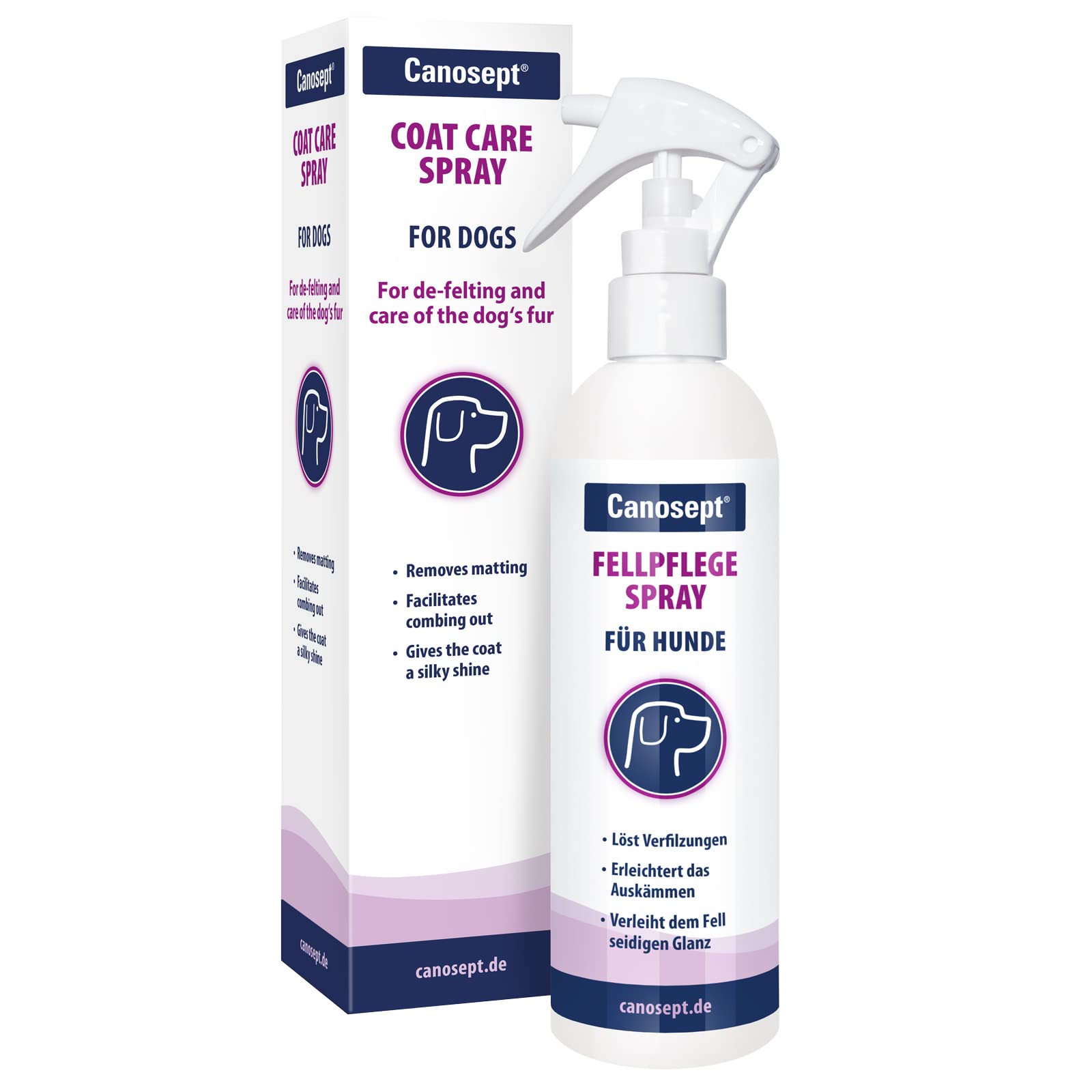 Canosept Dog Detangler Spray 250ml - Detangling spray for dogs - Dog conditioner spray - Mite treatment for dogs - Leave In Grooming Spray For Dogs - Ensures Shiny Hair