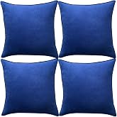 Fancy Homi 4 Packs Decorative Throw Pillow Covers 18x18 inch, Super Soft Faux Suede Square Pillow Case, Solid Cushion Cover for Couch/Sofa/Bedroom 4 Pieces (18" x 18", Set of 4, Blue)