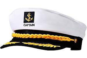 ANABIUP Yacht Captain Hat - Premium Navy Blue Sailor Hat for Men & Women - Classic Yacht Rock Style Captains Cap for Nautical Theme Parties, Halloween Costume Accessories, Sailor Dress Up & Boat Crew Events