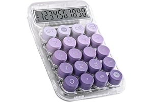 Mechanical Switch Calculator with 10 Digits Large LCD Display, Cute Basic Calculator with Big Button Anti-Slip Pad, Transpare