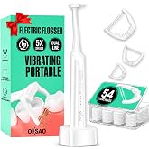 OILSAO Dual-Line Electric Flosser, 54 Refills Heads, 5 Modes, White | Easy-Glide Dual-Line Design with 5 Modes. Portable and Rechargeable for Gentle Daily Oral Care, Shower and Travel
