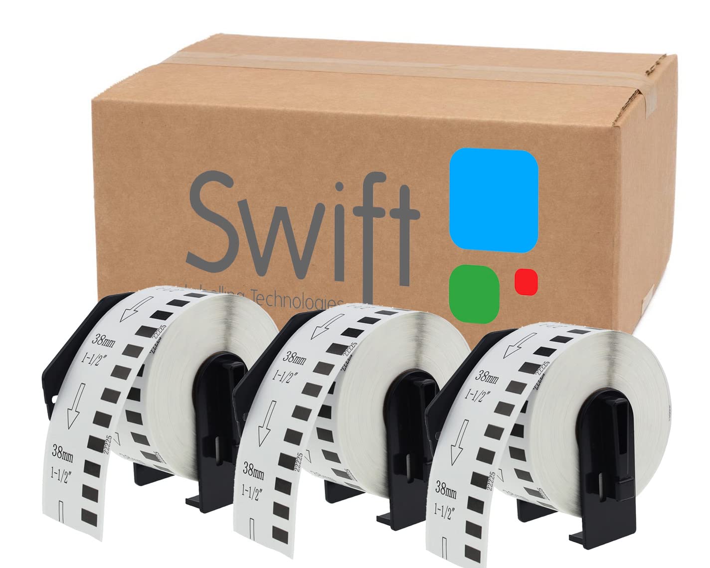 Swift 5 x Compatible DK-22225 38mm x 30.48m White Thermal Continuous Paper Tape Labels Compatible with Brother QL-1100 QL-1060N QL-570 QL-580 QL-700 QL-710W QL-800 QL-810W QL-820NWB Printers