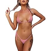 Dadress Extreme Sexy Mini Bikini Sets 2Pcs Swimwear G-String Bottom Swimsuit Micro Bikinis for Women