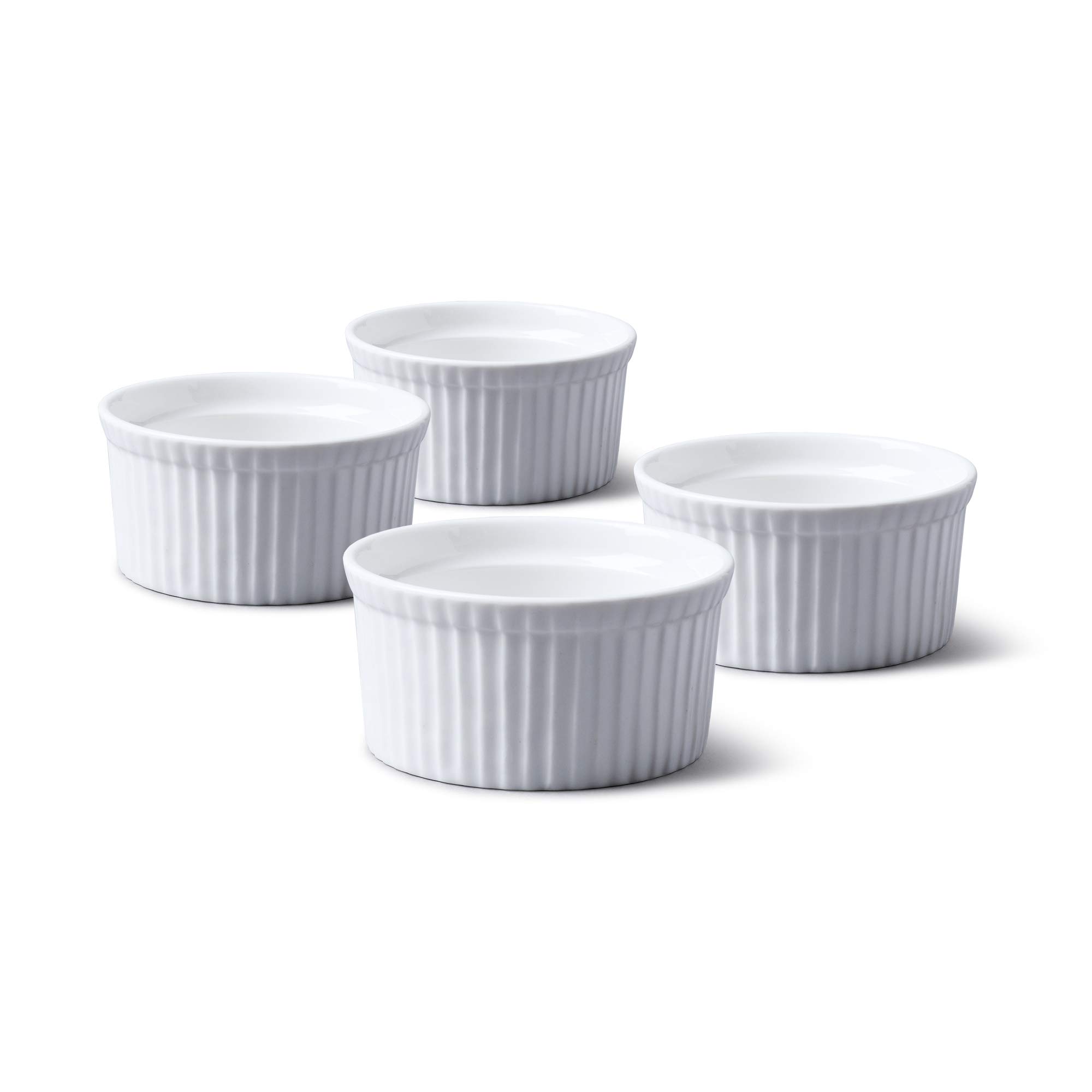 WM Bartleet & Sons 1750 TSET40 Set of 4 Traditional Porcelain Ramekins 9cm Diameter– White